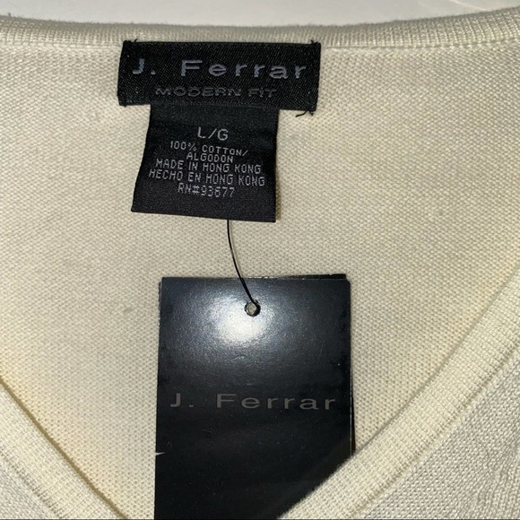 J Ferrar V-Neck Cream Pullover Sweater NEW - Picture 5 of 8